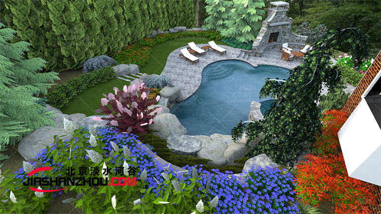 后湖塑石假山生態(tài)花園水池巧妙施工煥然一新