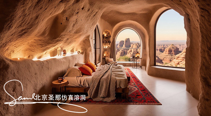 jimeng-2025-06-19-4098-這是一間極具特色的洞穴風(fēng)格臥室，融合自然與人文元素，營造出獨(dú)特氛圍：空間結(jié)構(gòu)與外....jpeg