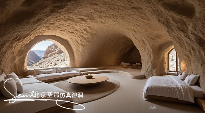 jimeng-2025-06-19-4829-這是一間極具特色的洞穴風(fēng)格臥室，融合自然與人文元素，營造出獨(dú)特氛圍：空間結(jié)構(gòu)與外....jpeg