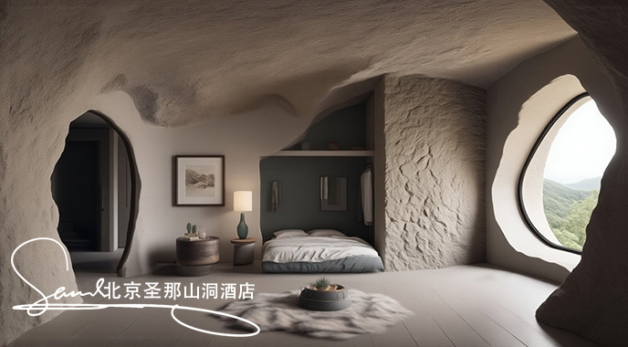 jimeng-2025-06-19-4496-這是一間獨具特色的洞穴風(fēng)格臥室，設(shè)計巧妙融合自然與現(xiàn)代元素：空間結(jié)構(gòu)房間由天然洞....jpeg
