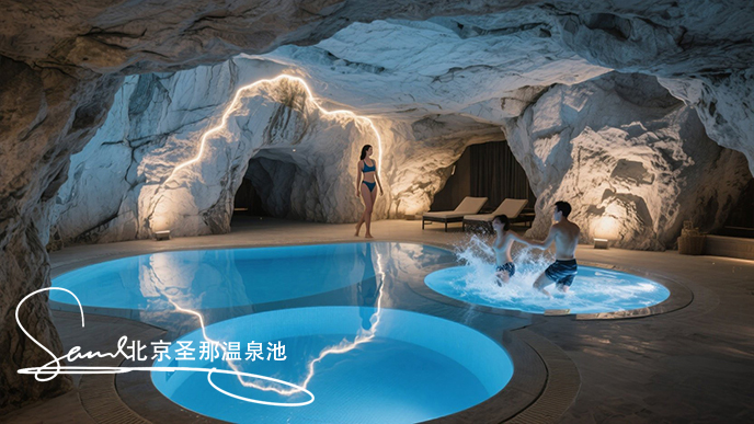 jimeng-2025-06-21-8050-酒店內(nèi)一個(gè)極具特色的洞穴泳池景觀。洞穴由巖石構(gòu)成，內(nèi)部是澄澈的3個(gè)藍(lán)色小泳池 ，....jpeg