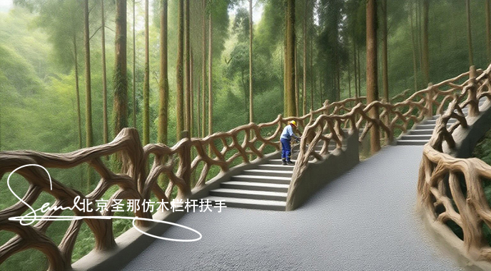 jimeng-2025-06-25-4562-正在施工制作的旅游區(qū)樓梯室外安全圍欄設(shè)計(jì)制作過程，美工正在施工制作，先用鋼筋焊接....jpeg