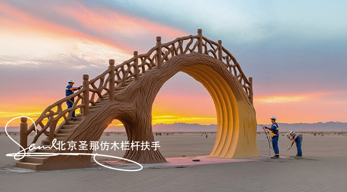 jimeng-2025-06-25-4398-正在施工制作的旅游區(qū)樓梯室外安全圍欄設(shè)計(jì)制作過程，美工正在施工制作，先用鋼筋焊接....jpeg